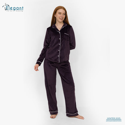 Velvet Classic Pj Wide Leg - Purple