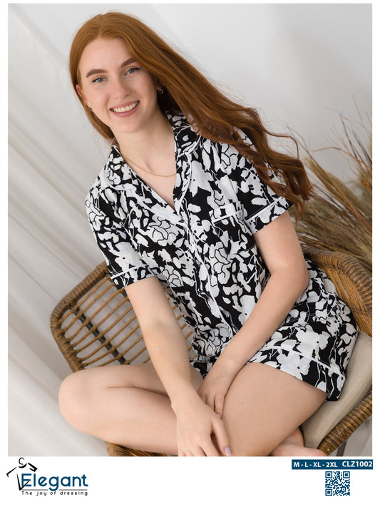 Woven Viscose Classic PJ Shorts - Floral Black