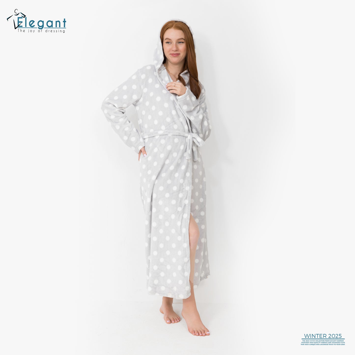 Polar Long Robe - Grey Dots