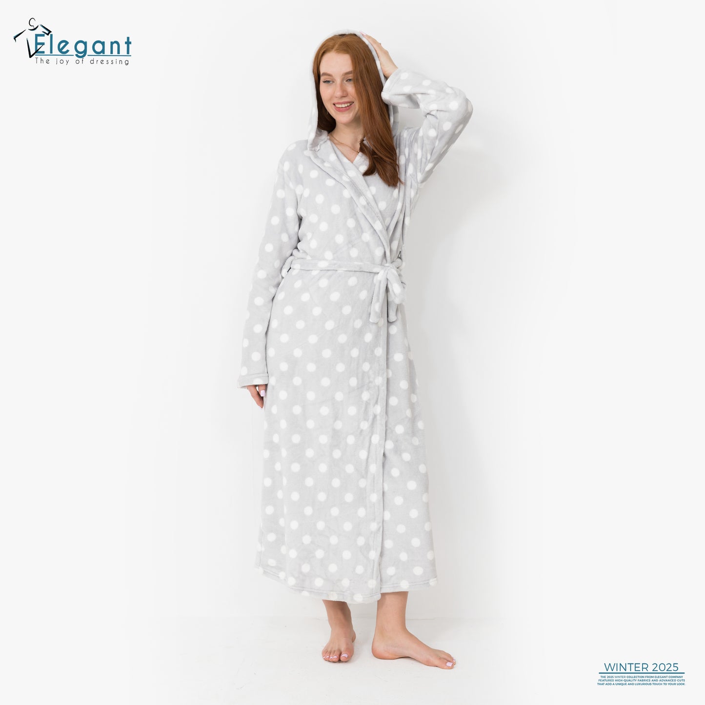 Polar Long Robe - Grey Dots