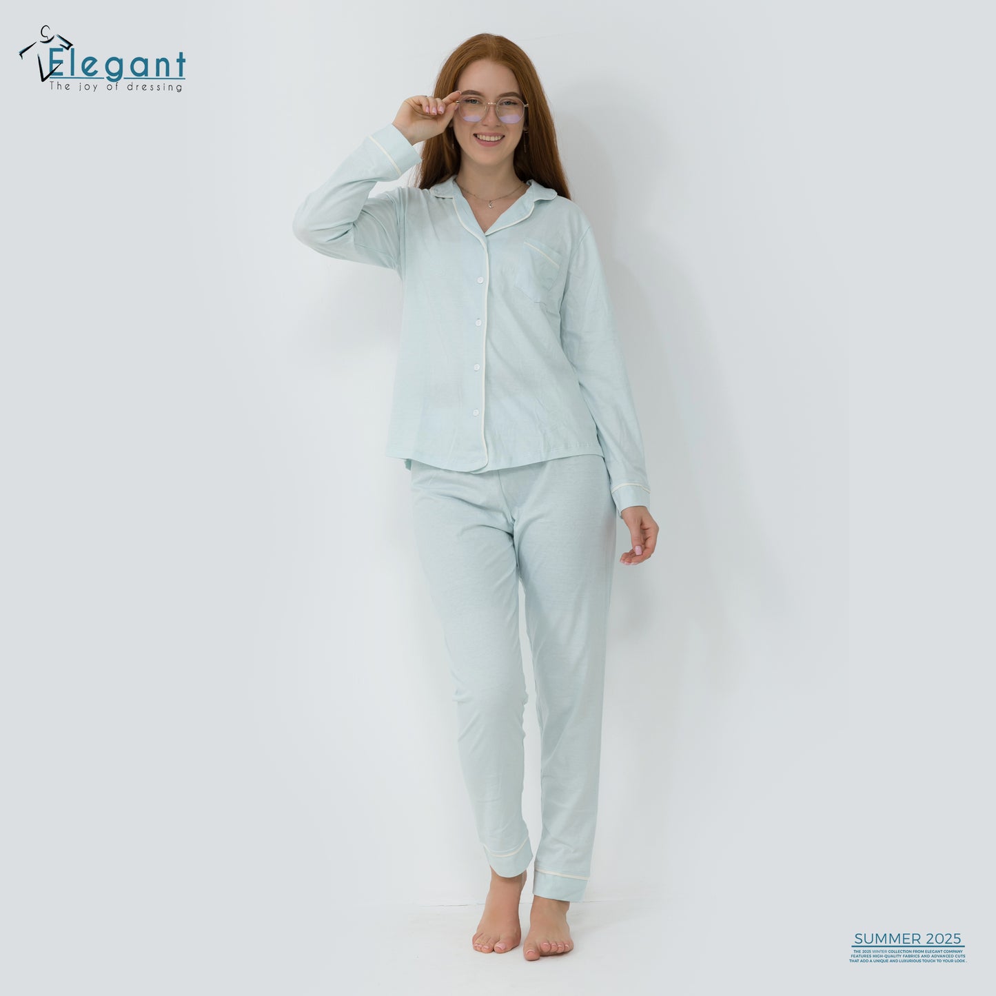 Cotton Long sleeves Classic PJ Pants - ice blue