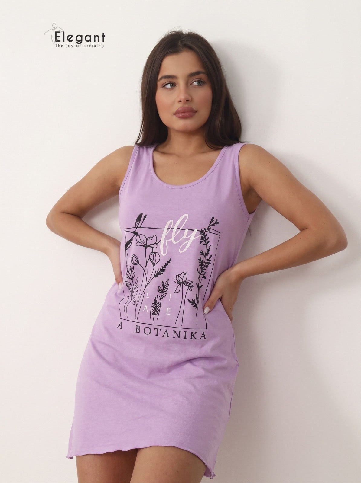 Nightshirt Cotton Sleeveless - Lavender - Botanika Fly