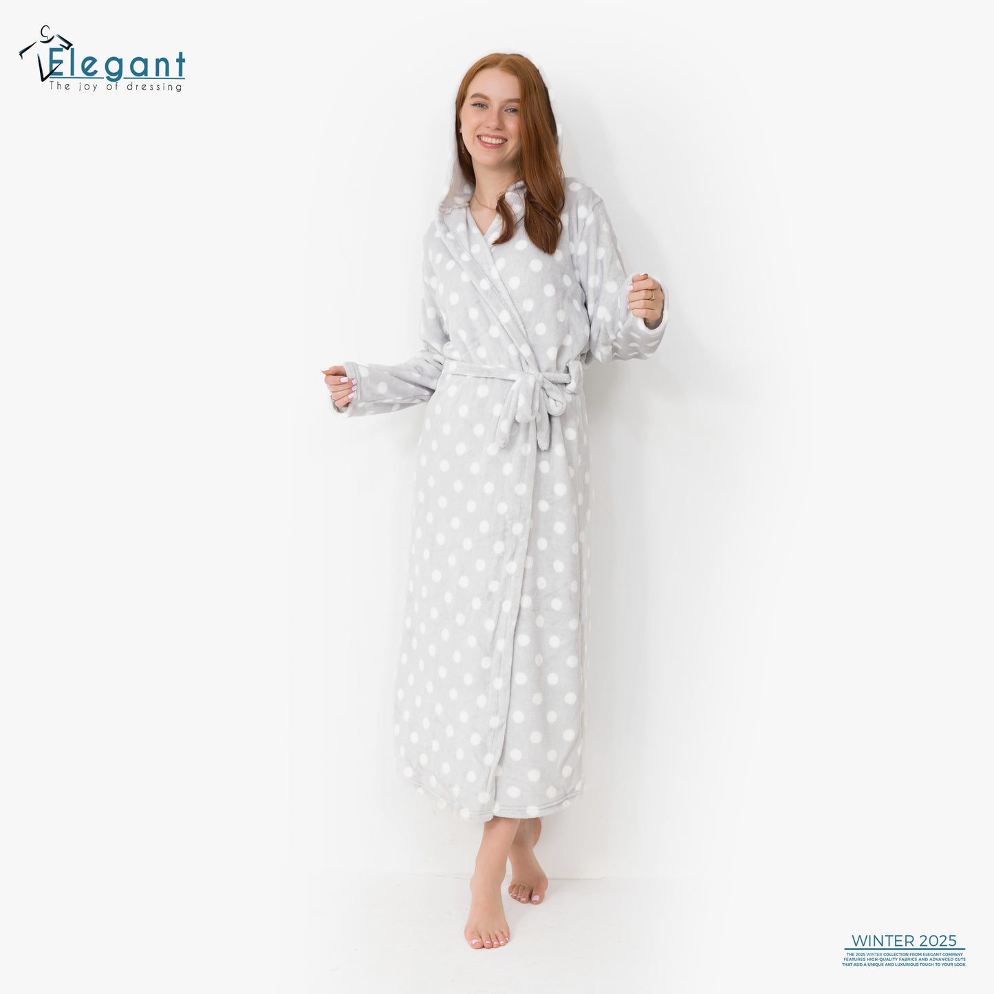 Polar Long Robe - Grey Dots