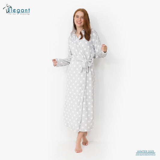 Polar Long Robe - Grey Dots