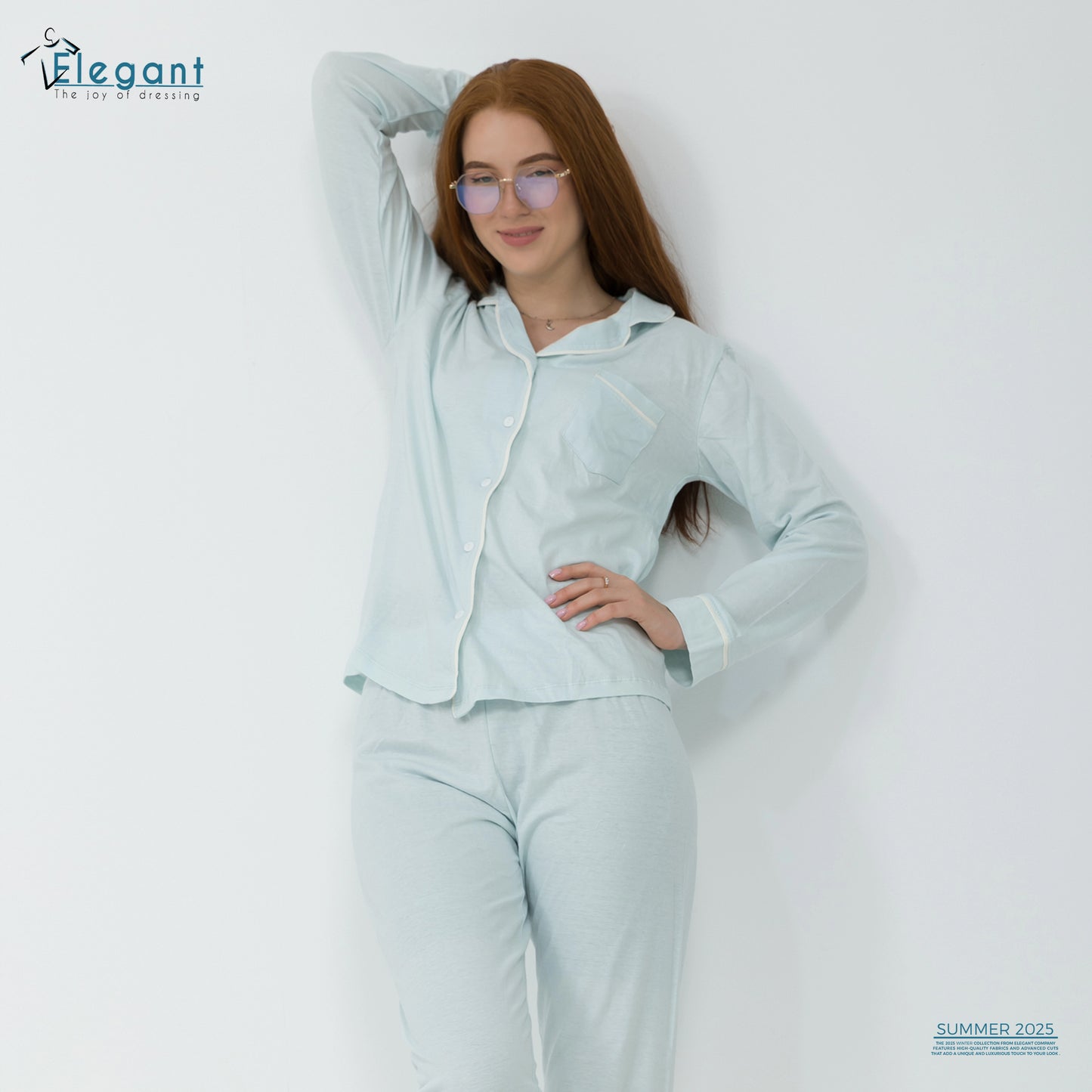 Cotton Long sleeves Classic PJ Pants - ice blue