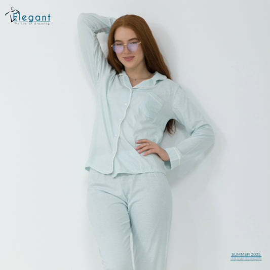 Cotton Long sleeves Classic PJ Pants - ice blue