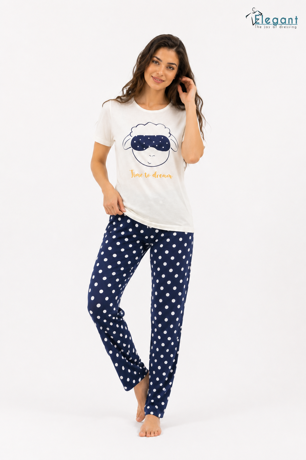 PJs Pants Cotton - White navy - Time to dream