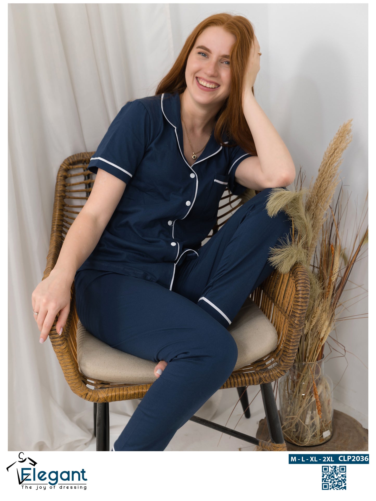 Classic PJ Pants Cotton Plain -  indigo