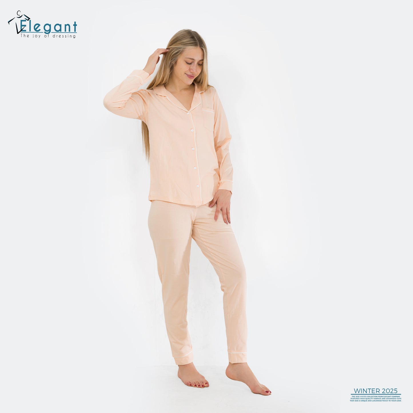 Cotton Long sleeves Classic PJ Pants - Apricot