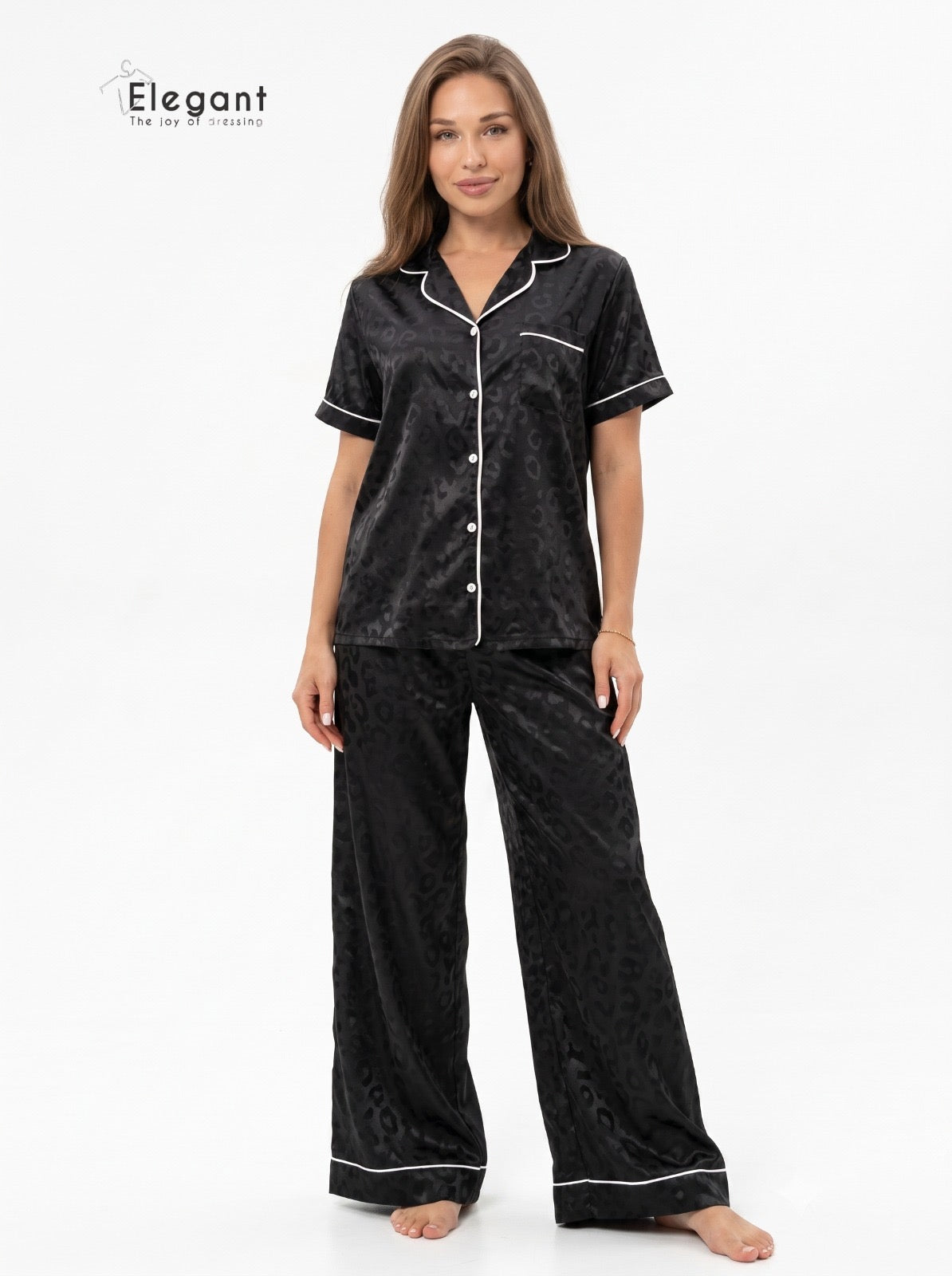 Satin Classic PJ Pants - Jacquard Black