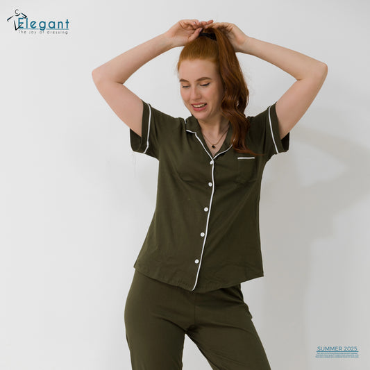 Classic PJ Pants Cotton - Plain Dark Olive