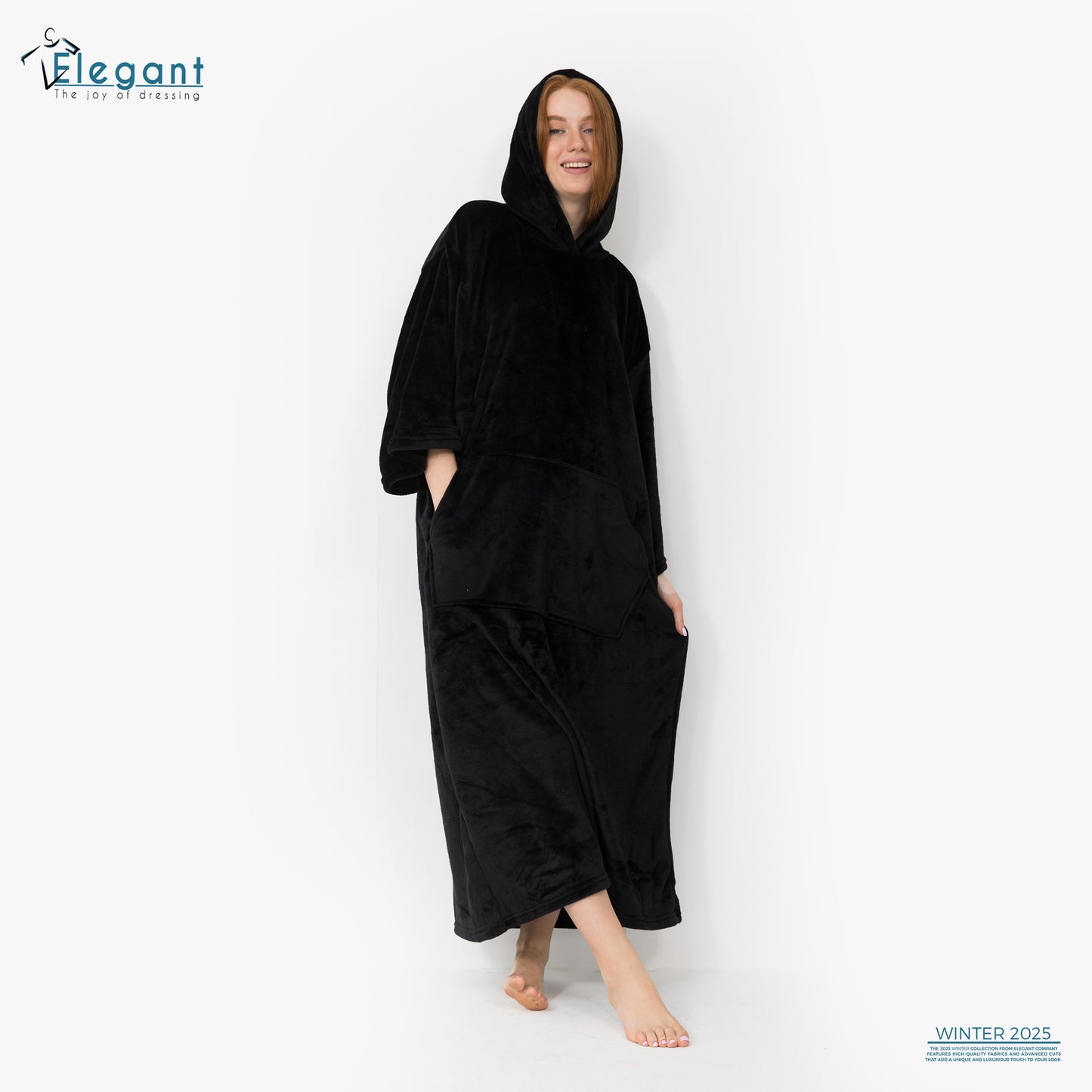 Long Blanket Hoodie - Black
