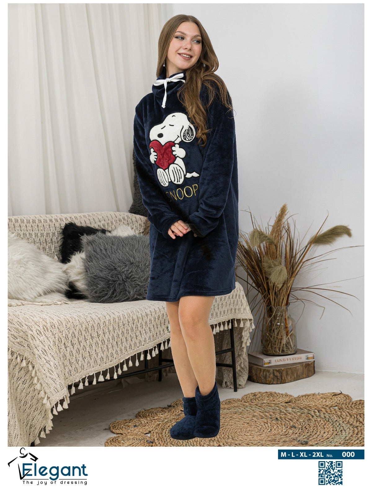 Nightshirt with Footwear - Navy - Snoopy Love