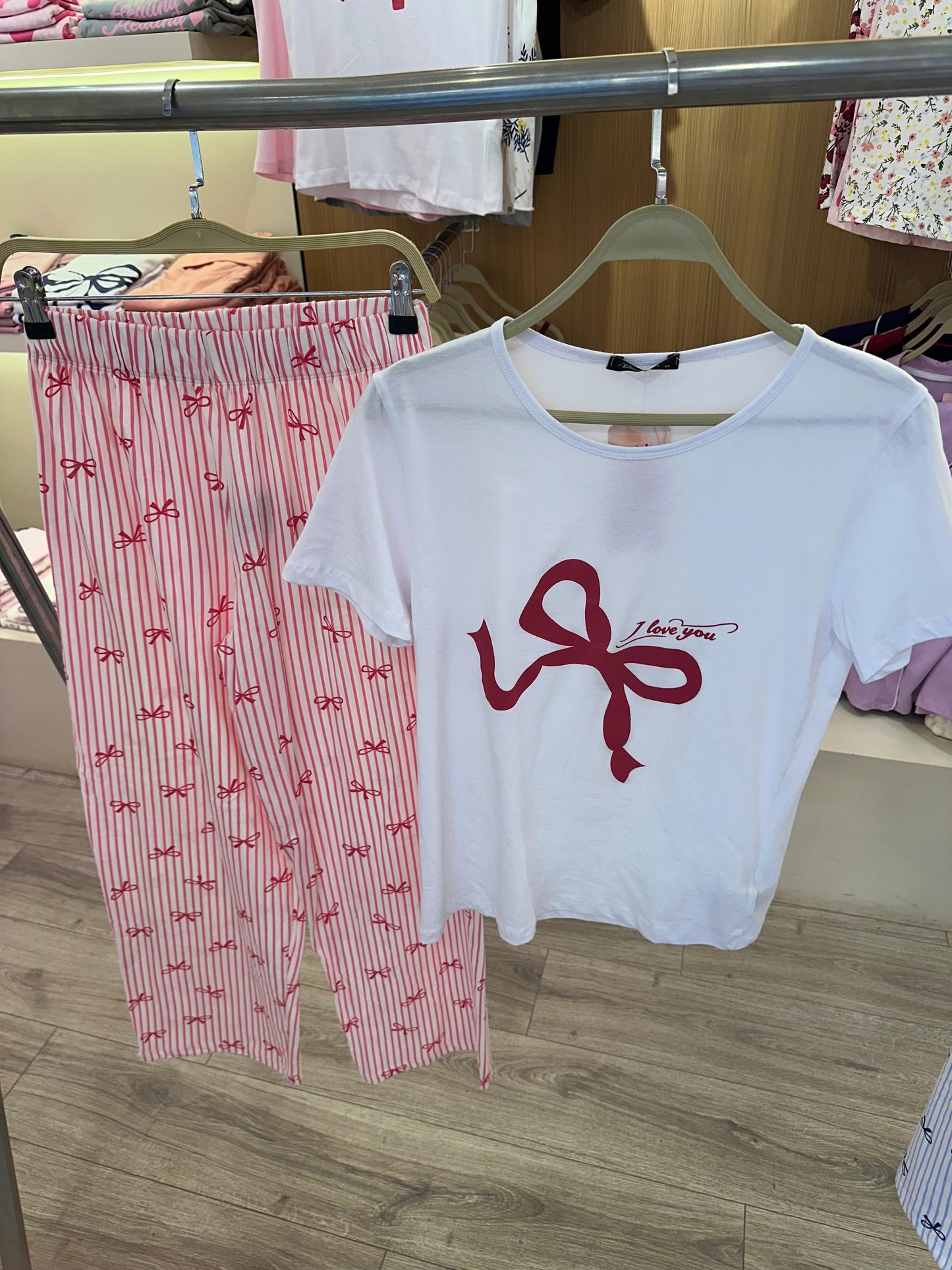 PJs Pants Cotton white Pink - i love my Bowie Pajama