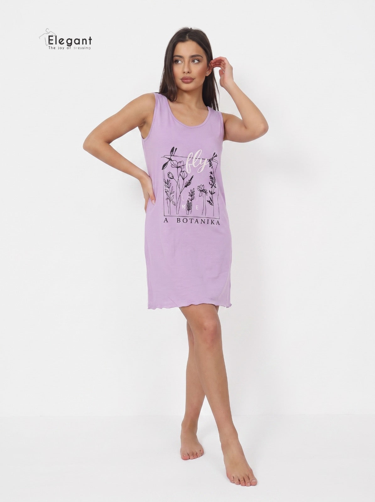 Nightshirt Cotton Sleeveless - Lavender - Botanika Fly