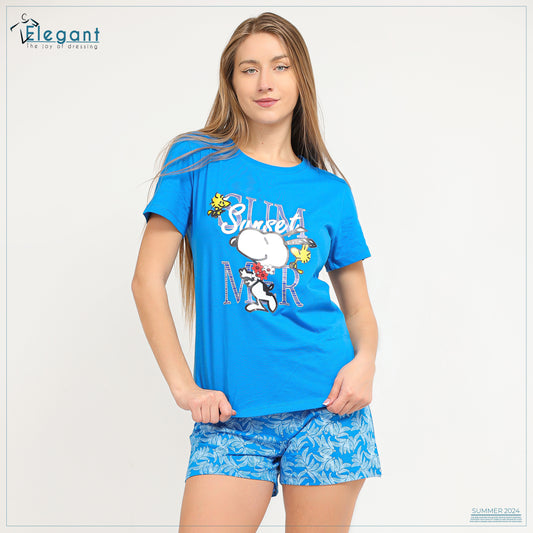 PJ Shorts cotton Blue - Snoopy Summer
