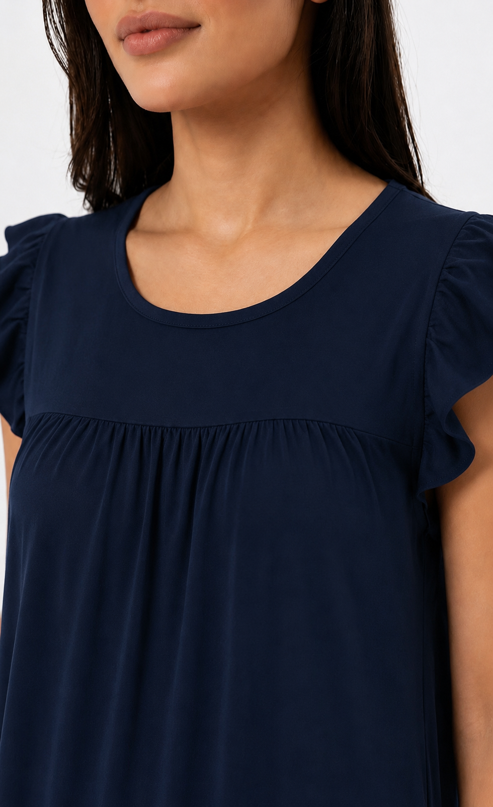 Modern Ruffles Galabeya - Plain Navy