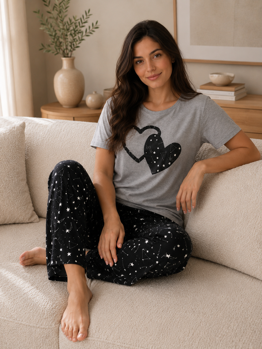 PJs Pants Cotton - Grey - Love the Starry Night