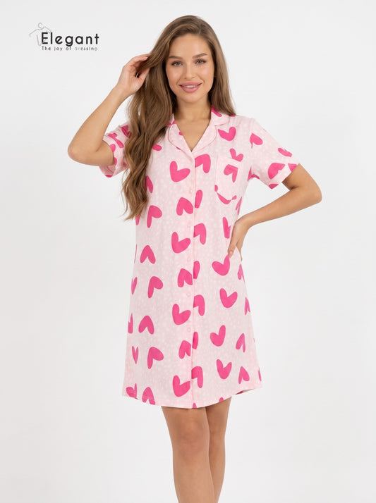 Classic Nightshirt Cotton - Patterned Candy Hearts