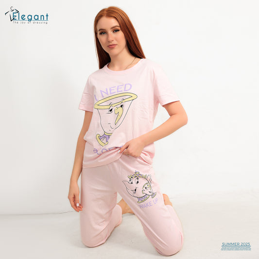 PJs Pants Cotton Baby Rose - wake up