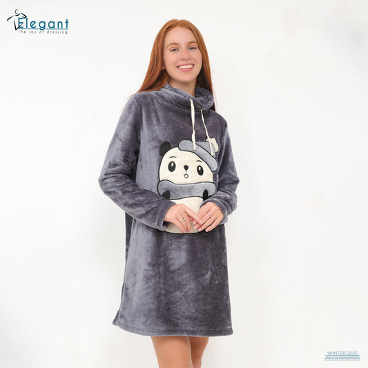 Nightshirt with Footwear Dark grey - Panda