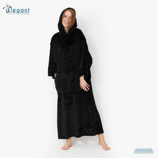 Long Blanket Hoodie - Black