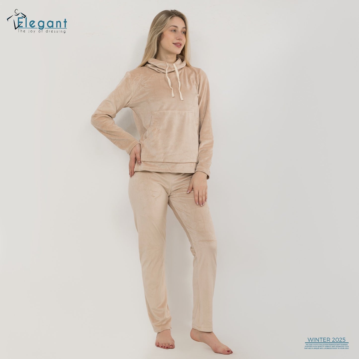 Velvet High neck PJ - Beige