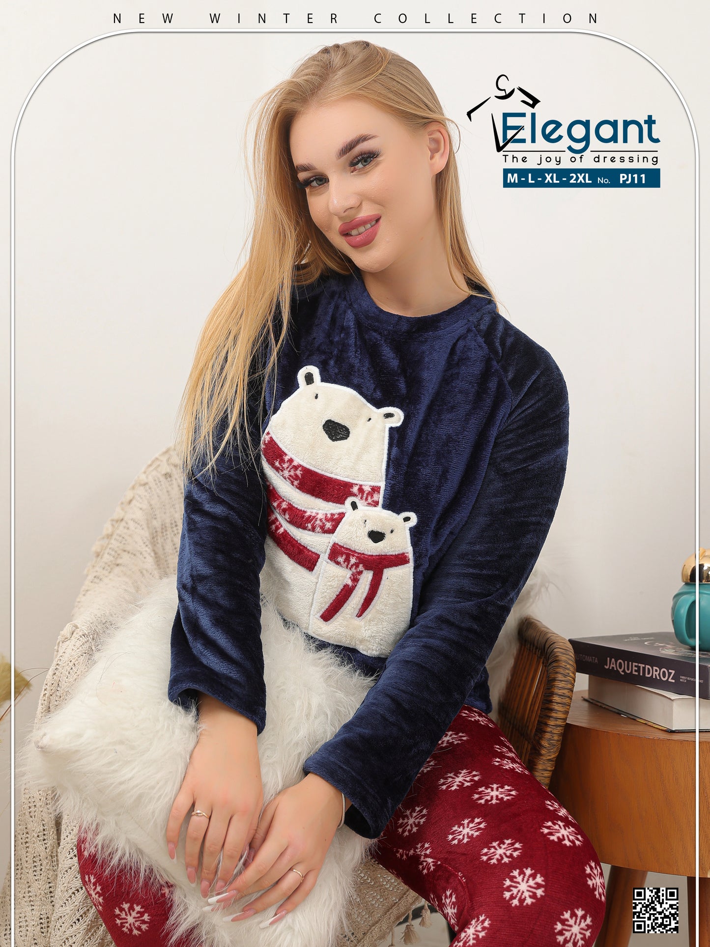 Polar PJ Navy Top/Printed Pants - Two Bears