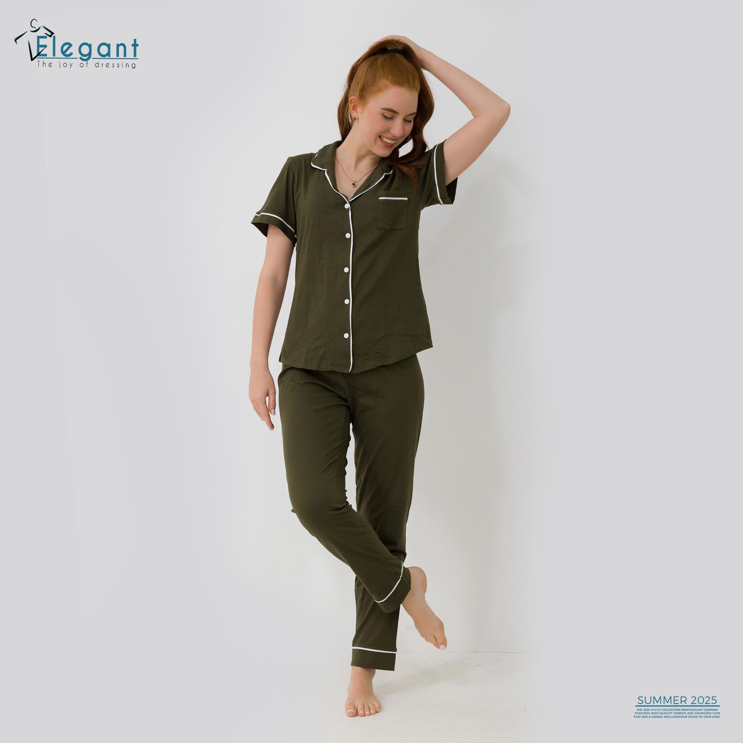 Classic PJ Pants Cotton - Plain Dark Olive
