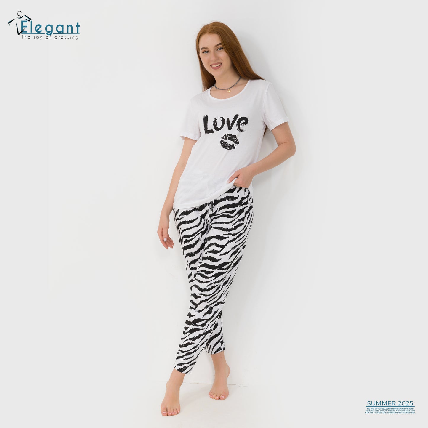 PJs Pants Cotton - Zebra print - Love