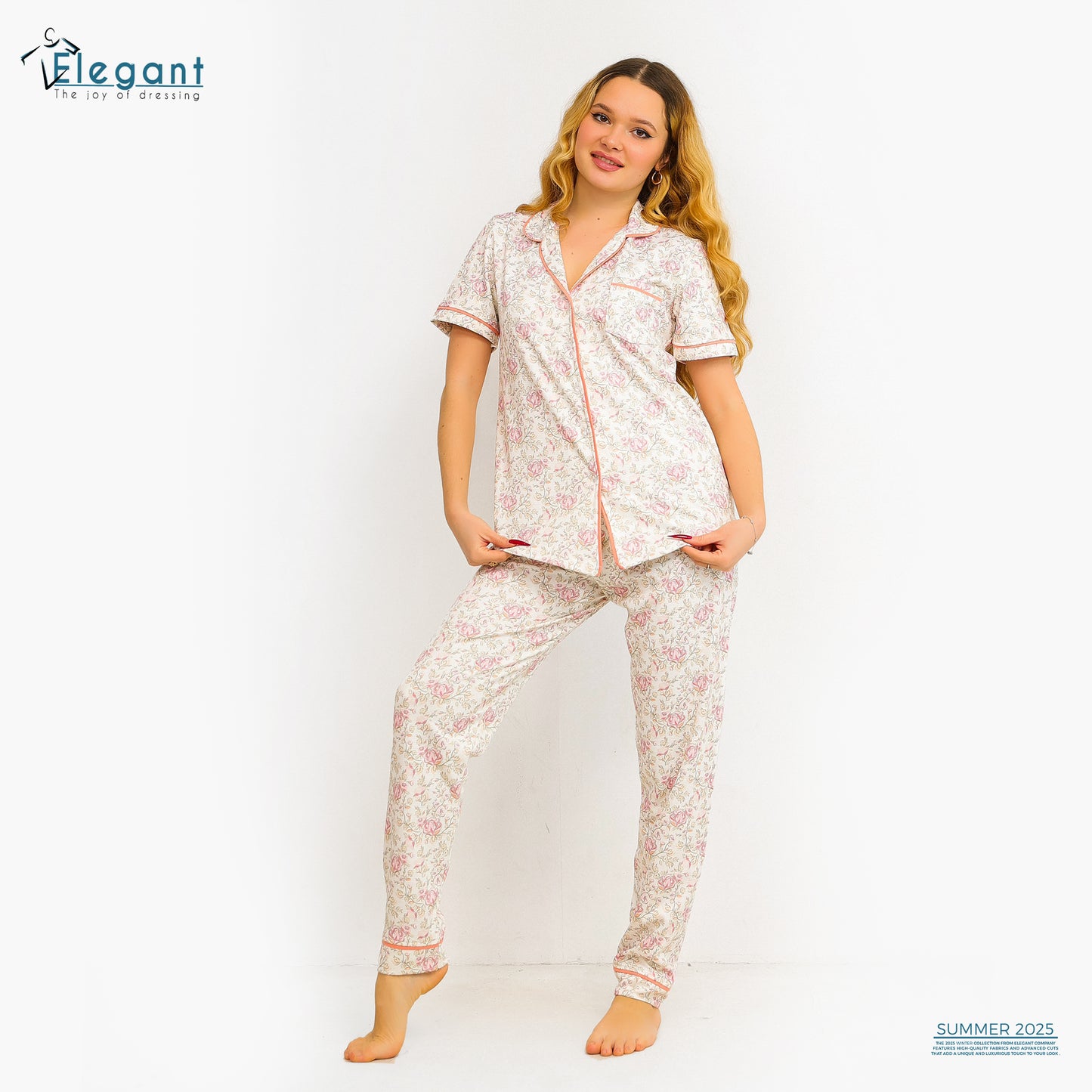Waffle Polycotton Classic PJ pants - Bloom