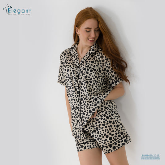 Satin Classic PJ Shorts - Cheetah champagne