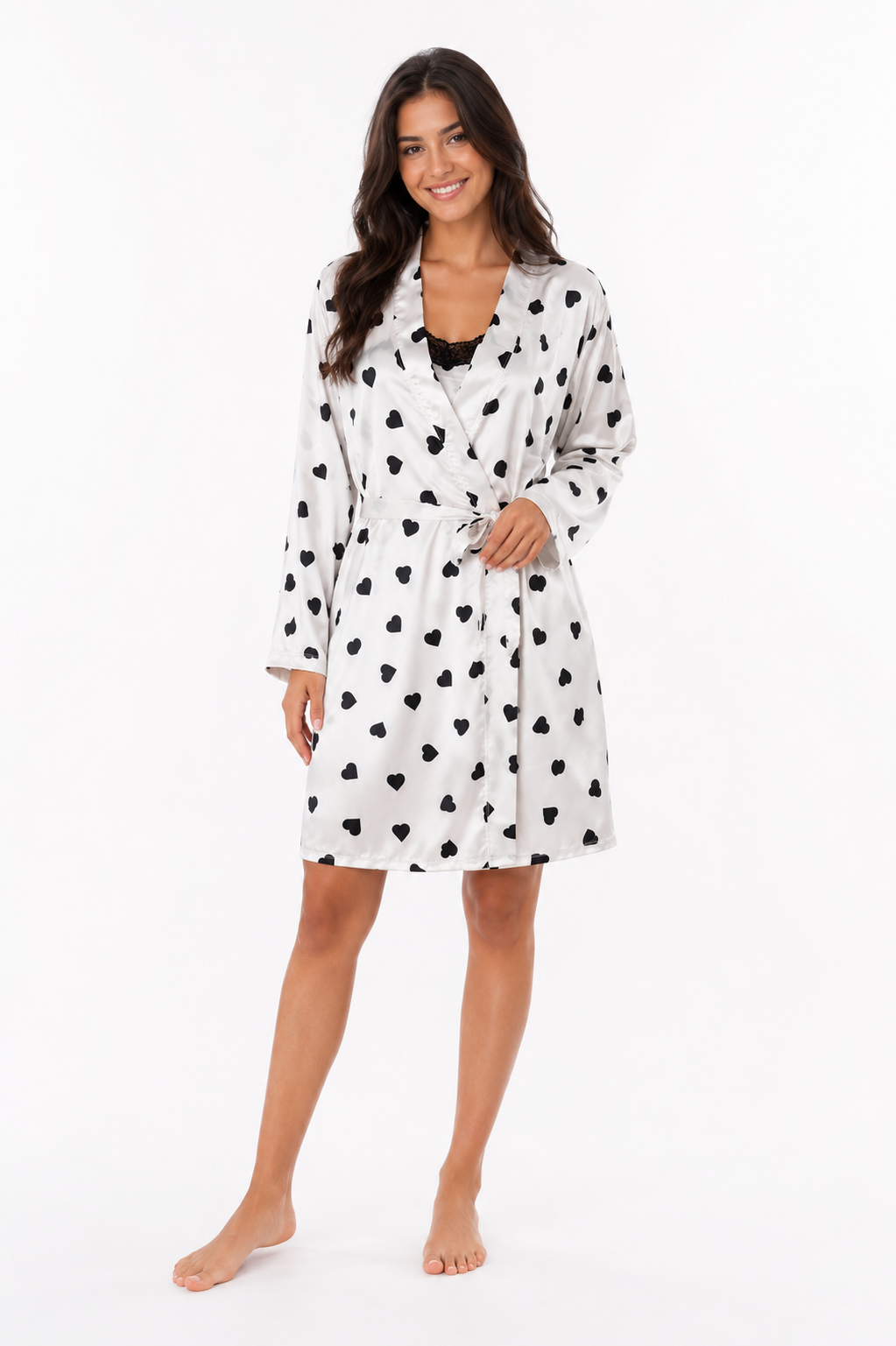Satin Set Nightshirt and Robe - Tender Hearts