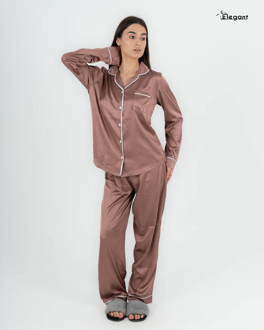 Satin Long sleeves Classic PJ Pants - Cashmere