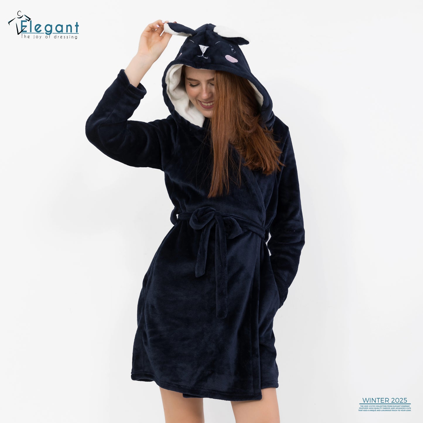 Polar Mini Robe - Navy - Bunny Hood