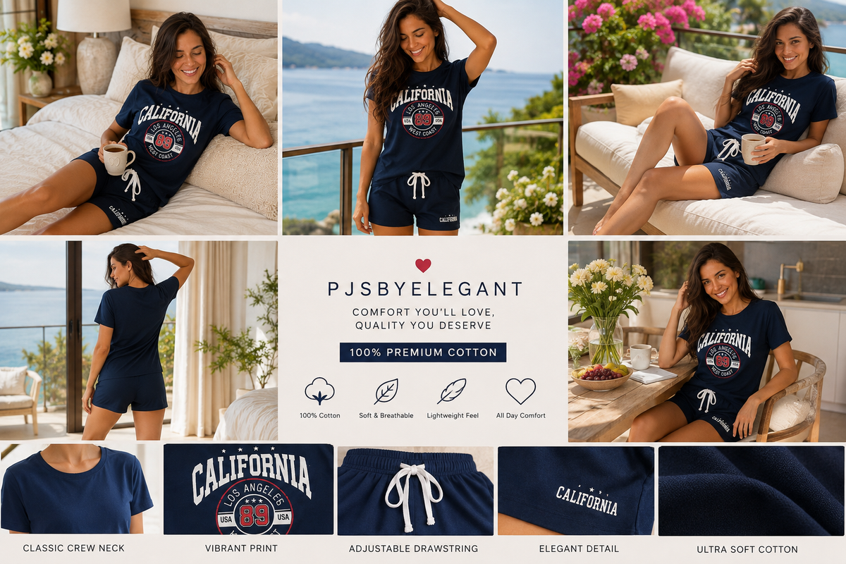 PJ Shorts Cotton Navy, California 89