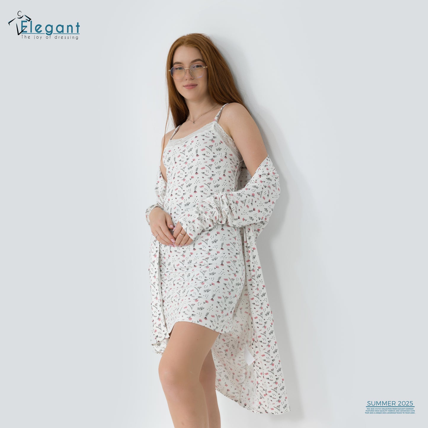 Set Viscose Nightshirt & Robe - white - Flori