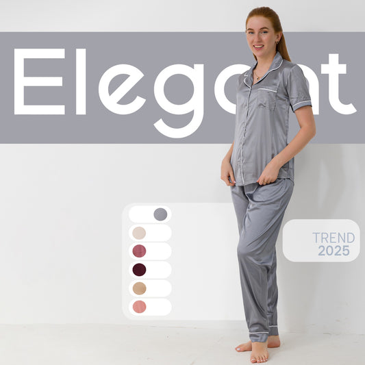 Satin Classic PJ Pants - Grey
