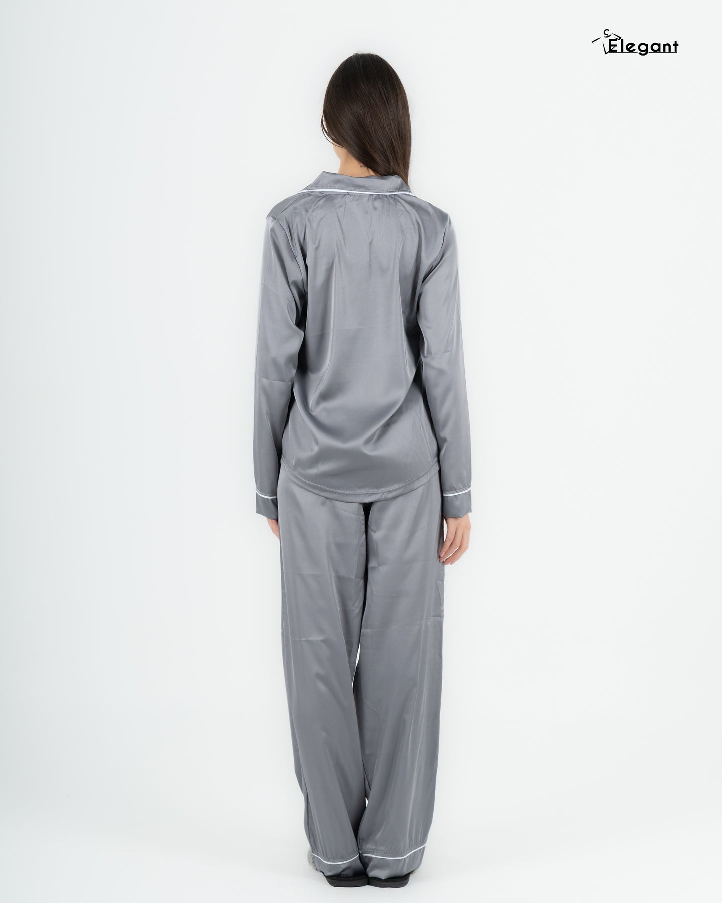 Satin Long sleeves Classic PJ Pants - Silver