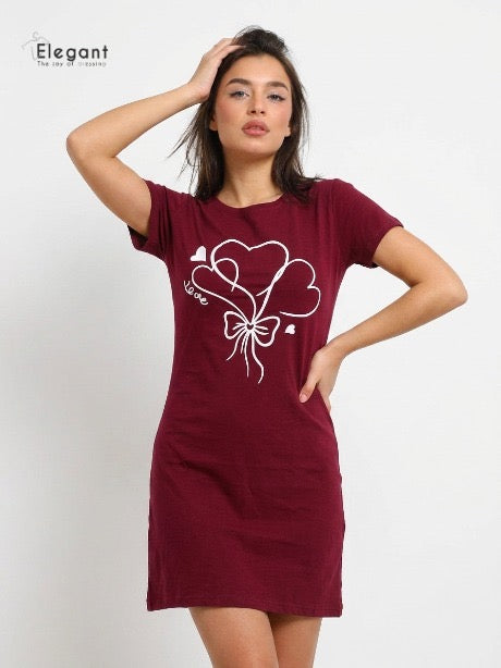 Nightshirt Cotton - Burgundy - Love Blossom