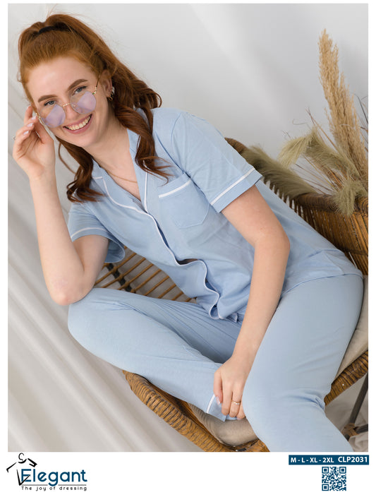 Classic PJ Pants Cotton - Plain Baby Blue