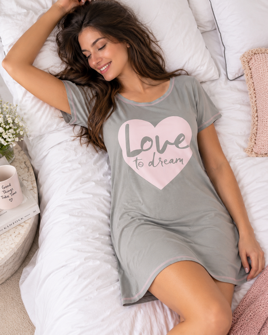 Nightshirt cotton Grey - Love to dream