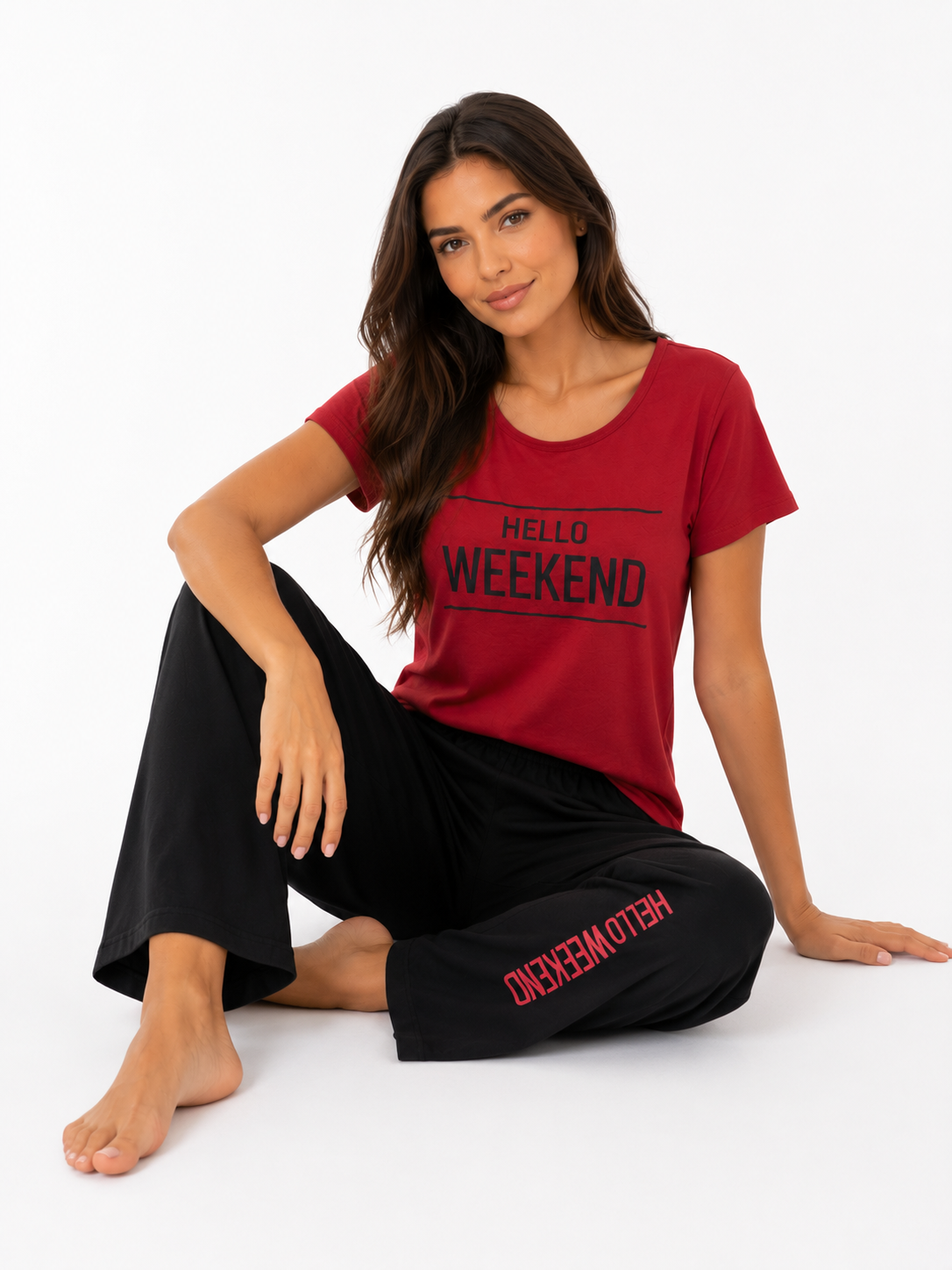 PJs Pants Cotton Red - Hello Weekend