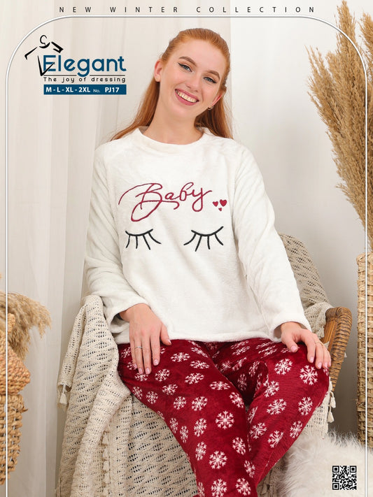 Polar PJ Offwhite/Maroon printed pant - Baby Eyelashes