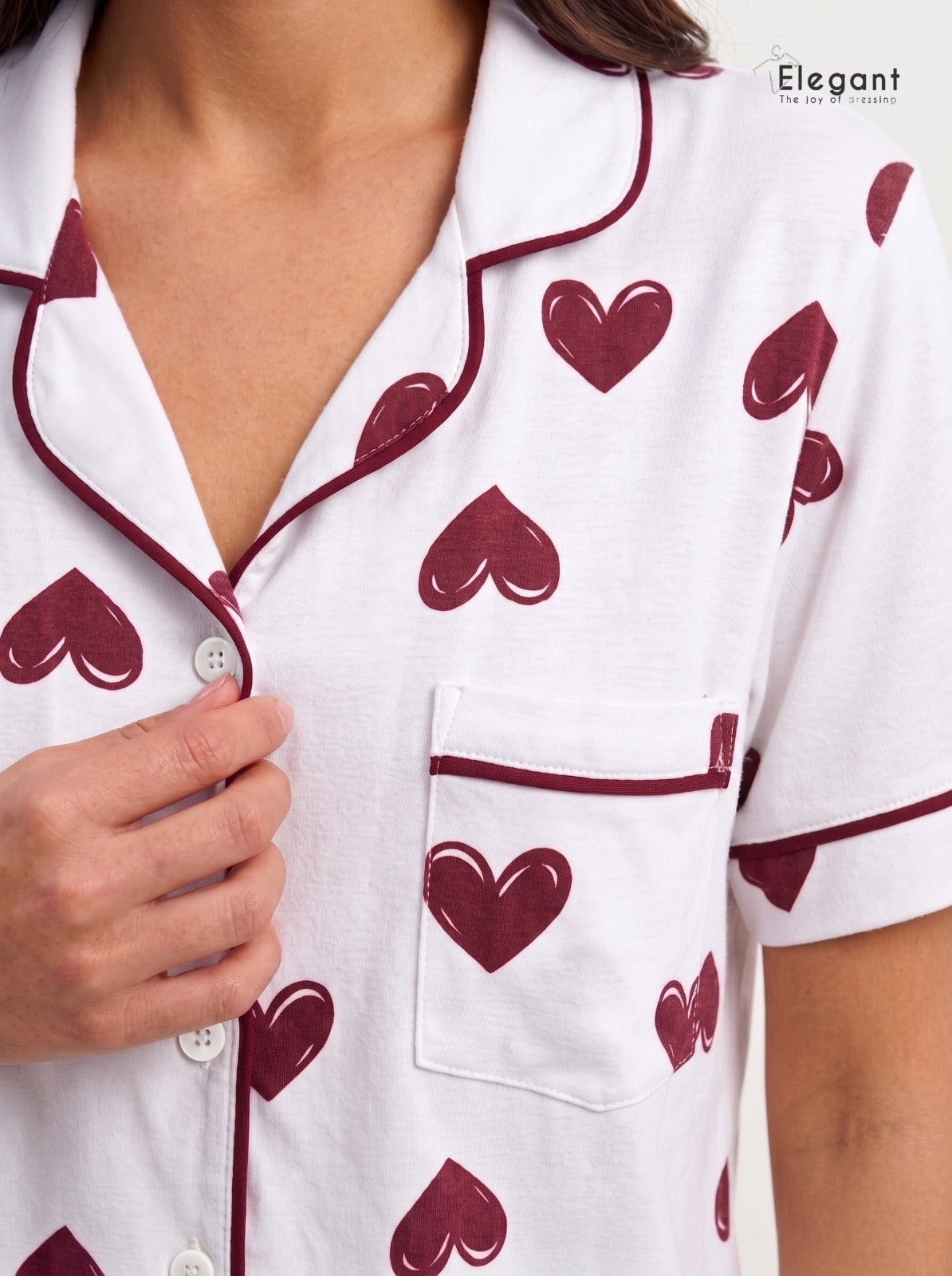 Classic PJ Shorts Cotton - Printed Minimal Hearts