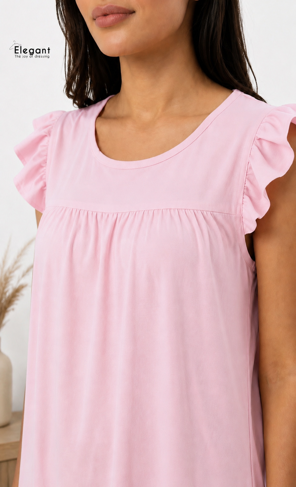 Modern Ruffles Galabeya - Plain Baby Rose