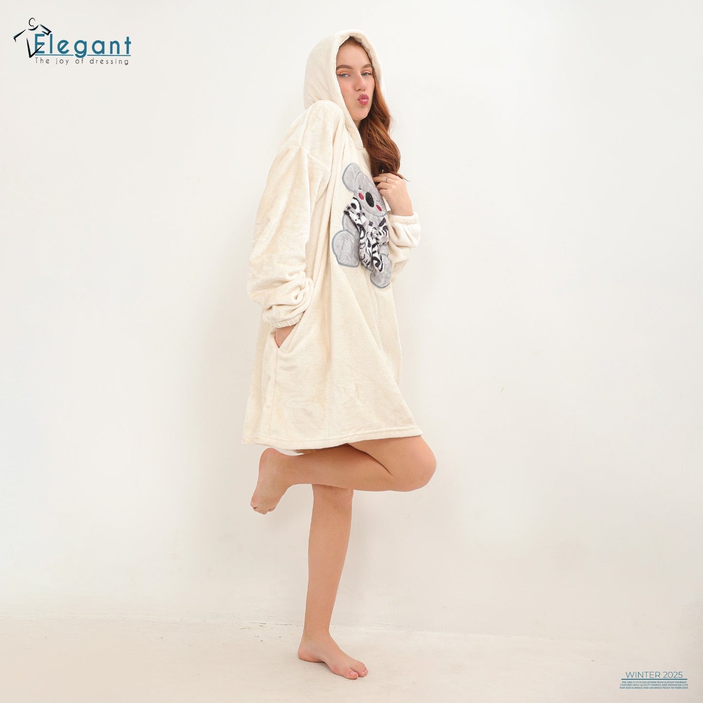 Oversized Nightshirt with Pockets OFF-White -Koala