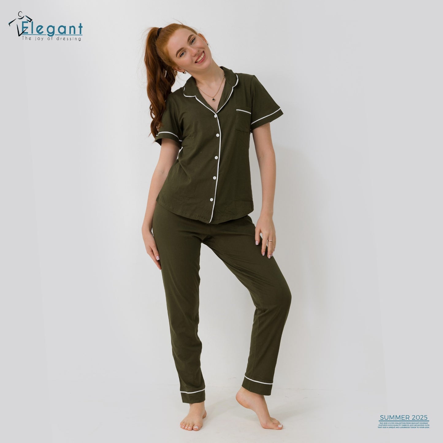 Classic PJ Pants Cotton - Plain Dark Olive