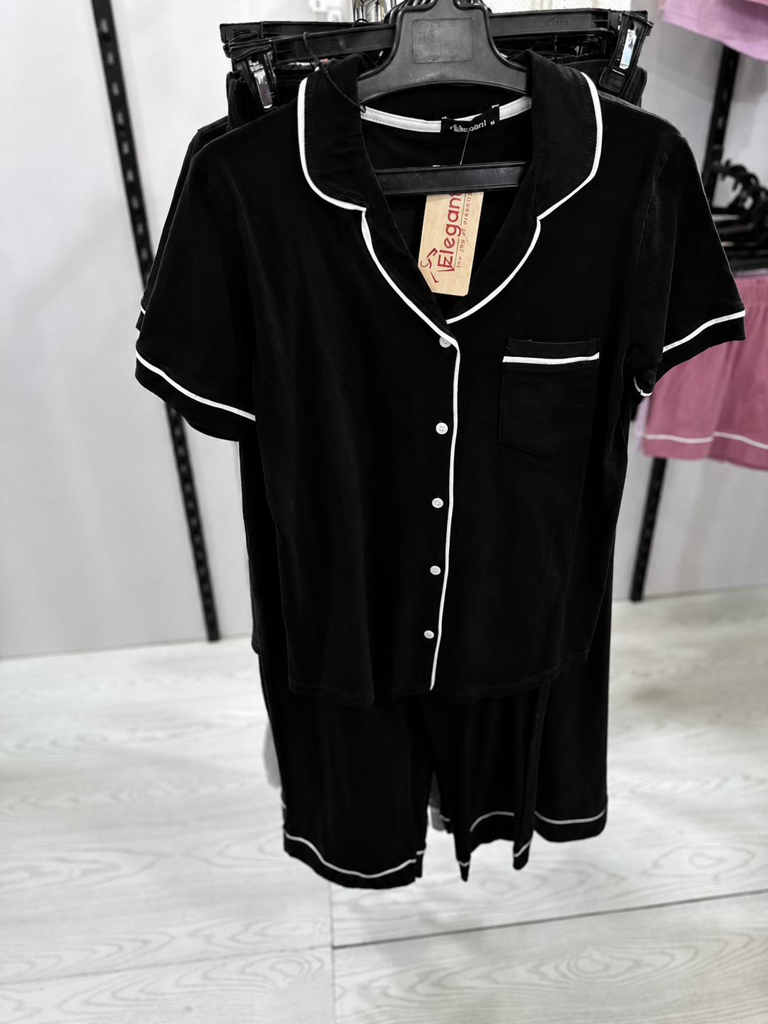 Classic PJ Pants Cotton Wide Leg - Plain Black
