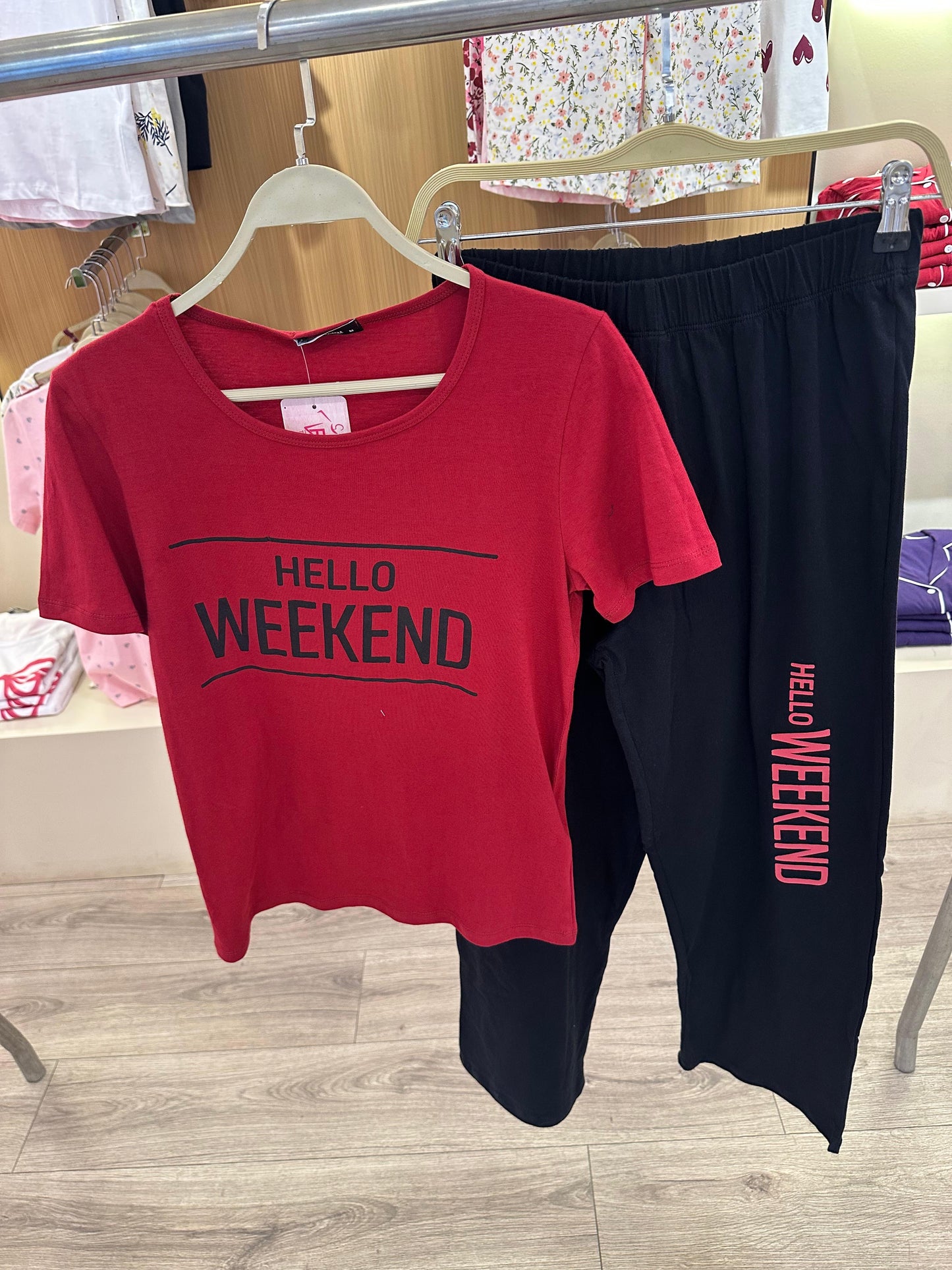 PJs Pants Cotton Red - Hello Weekend
